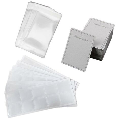 100 pièces/ensemble de présentoirs pour colliers et boucles d'oreilles avec sachets auto-adhésifs et pochettes arrière (1/5)