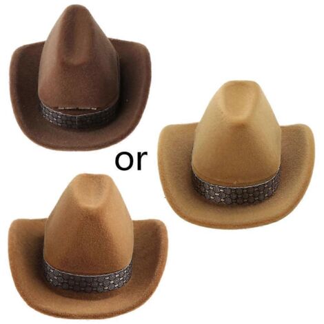 Présentoir à bijoux, boîte à bijoux tendance en forme de chapeau de cowboy, idéale pour ranger et présenter des bagues. (1/5)