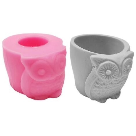 Moules en résine silicone géométriques en forme de hibou mignon pour la fabrication de pots de fleurs pour plantes succulentes (1/5)