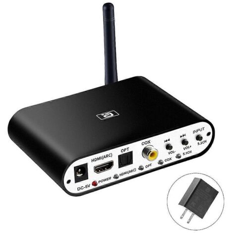 Décodeur audio 5.1, récepteur compatible Bluetooth pour ordinateur portable/enceinte, convertisseur audio - Prise US (1/5)