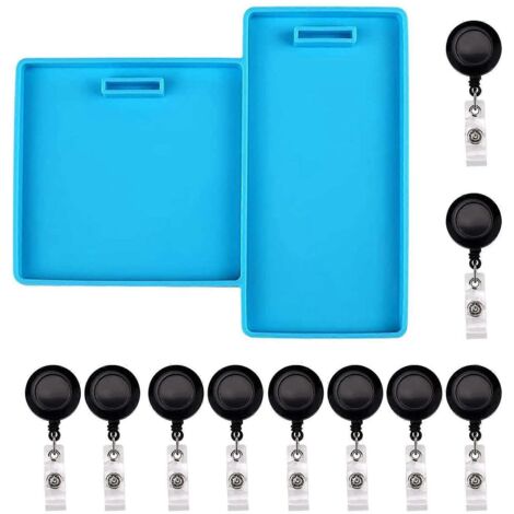 Moules en silicone pour porte-cartes d'identité, moule de coulée époxy avec 10 clips pour enrouleur de badge. (1/5)