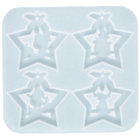 Moules en silicone en forme d'étoile de Noël pour porte-clés et pendentifs, avec trou (1/5)