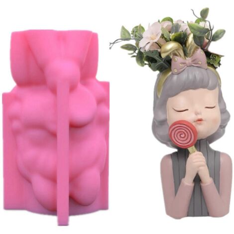 Moule en silicone DIY pour pot de fleurs mignon de fille, boîte de rangement pour plantes succulentes, décoration (1/5)