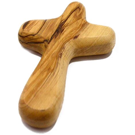 Croix en bois fine et réconfortante pour la prière, format poche, cadeau chrétien. (1/5)