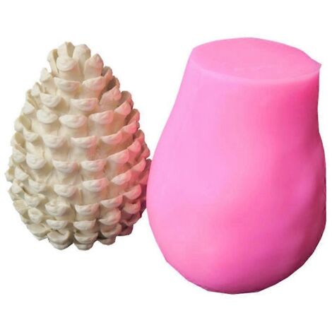 Moule en silicone en forme de pomme de pin pour porte-clés, résine époxy, pâte polymère (1/5)