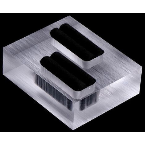 Présentoir à bagues rectangulaire en acrylique transparent avec velours noir et finitions velours noir (1/5)