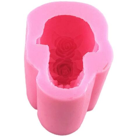 Moule en silicone pour bougie, en résine époxy, en forme de crâne de rose 3D, pour décoration intérieure et ornements. (1/5)