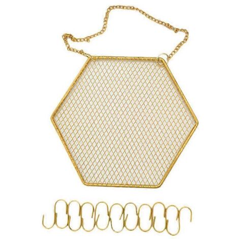 Présentoir à boucles d'oreilles mural hexagonal en forme de grille, présentoir à bijoux raffiné (1/5)