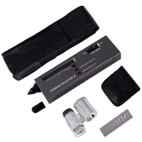 Stylo testeur de diamants portable 2 en 1 avec loupe de microscope éclairée par LED 60x et kit d'outils de bijoutier combiné (1/5)