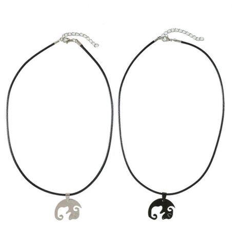 Colliers pour couple de chiens noirs et blancs en acier inoxydable, porte-bonheur (1/5)