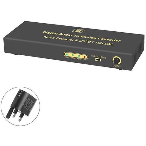 Convertisseur numérique-analogique HD370 DAC optique SPDIF RAC - Audio compatible HDMI - Royaume-Uni (1/5)