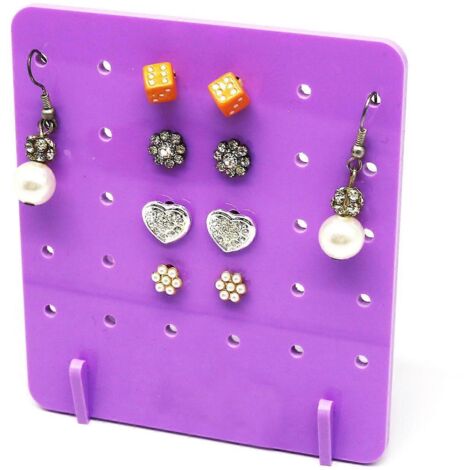 Présentoir à boucles d'oreilles violet, organisateur de bijoux, présentoir pour boucles d'oreilles et clous (1/5)