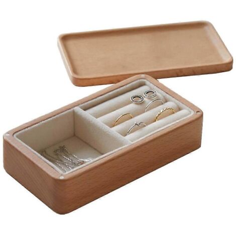 Boîte à bijoux en bois avec plateau, idéale pour les femmes et les adolescentes. (1/5)