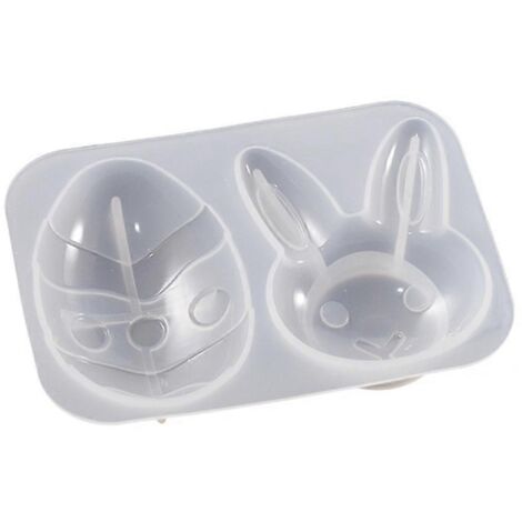 Moule en silicone en forme de lapin de Pâques, tête de lapin mignonne, moule de coulée en résine époxy (1/5)