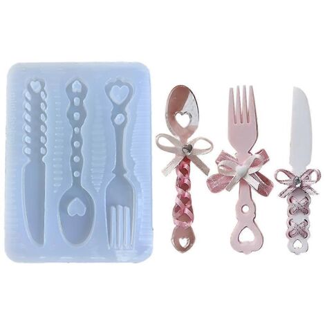 Moules décoratifs en silicone brillant pour couteaux, fourchettes, cuillères, porte-clés et pendentifs à faire soi-même (1/5)