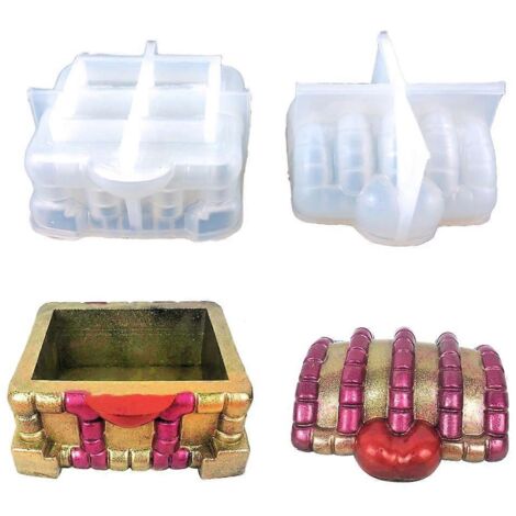 Boîte de rangement carrée pour bougies, pots, ornements, supports en résine, moule en silicone (1/5)