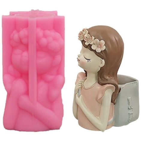 Moule en silicone pour pot de fleurs fille, moule en résine époxy pour moulage de résine, moule pour pot de plantes succulentes (1/5)