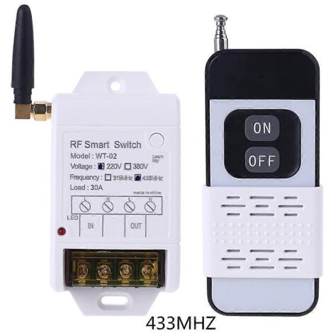 Récepteur de télécommande sans fil 220 V/380 V 30 A, haute sensibilité de réception (433 MHz). (1/5)