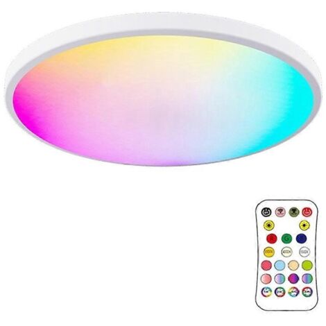 Plafonnier élégant 24 W RGBCW à intensité variable pour chambre, cuisine, fête - 220 V - Blanc (1/5)