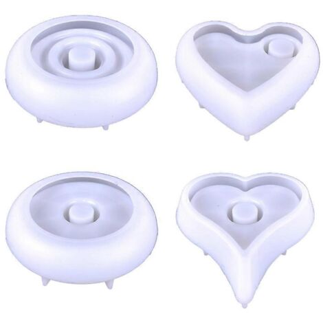 Moules en silicone pour bougeoirs en forme de cœur, moule pour bougeoir en plâtre, moule pour plateau rond (1/5)