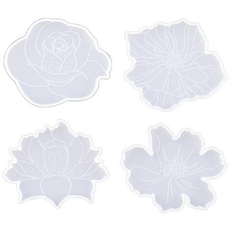 Moule en résine pour dessous de tasse en forme de fleur (lot de 4) (1/5)