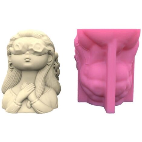 Moule en silicone pour pot de fleurs « Petite fille », moulage en résine époxy, moule pour pot de plantes succulentes (1/5)