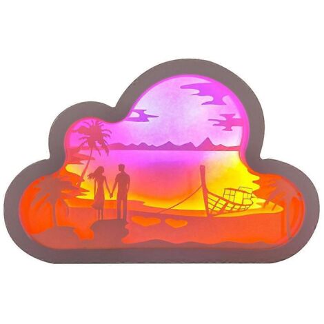 Décoration lumineuse 3D créative en papier gravé nuage UB pour chambre à coucher - A- (1/5)