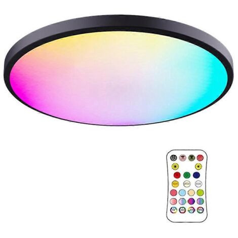 Plafonnier élégant 24 W RGBCW à intensité variable pour chambre, cuisine, fête - 220 V - Noir (1/5)
