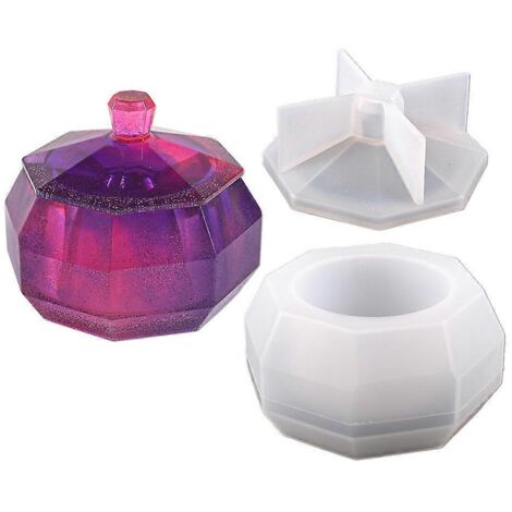 Moule en silicone en 2 pièces pour boîte de rangement octogonale, moule pour bocal hermétique et bouteille de rangement (1/5)