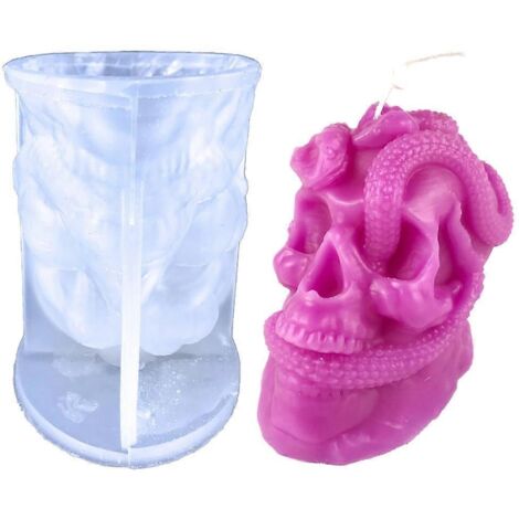 Moules en silicone en forme de crâne, moule décoratif en résine époxy pour la fabrication de bougies. (1/5)