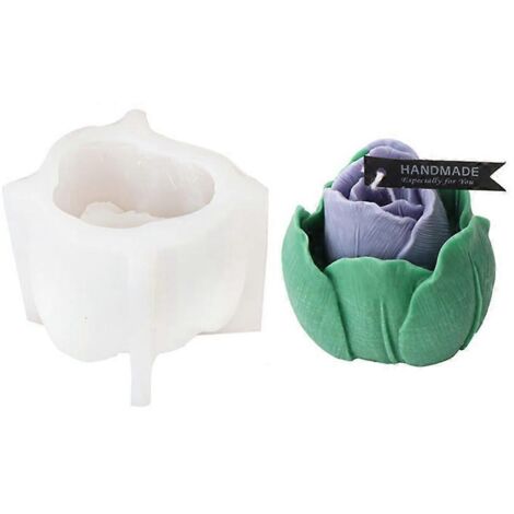 Moule à bougie 3D en silicone, motif tulipe, pour bougies d'aromathérapie, en résine, fait main (1/5)