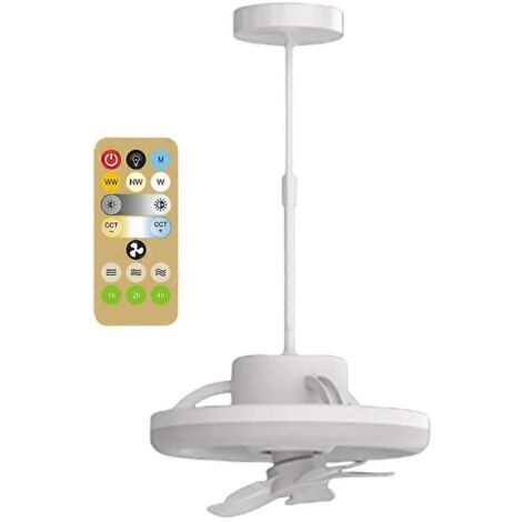 Ventilateur LED télescopique 2 fils 110 V/220 V avec télécommande, minuterie et rotation à 360° - 260 mm (1/5)