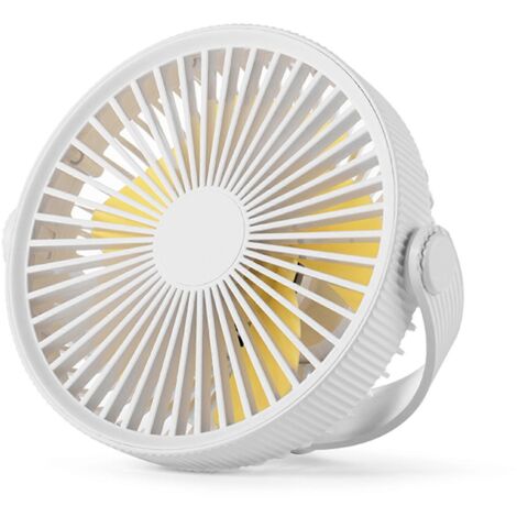 Ventilateur de camping portable rechargeable USB 2000 mAh avec trépied et lumière LED, pour bureau ou bureau. (1/5)