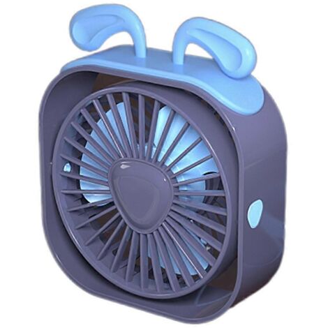 Ventilateur de bureau USB, mini ventilateur de bureau, 3 vitesses de rotation, ventilation puissante, forme oreilles de lapin, bleu (1/5)