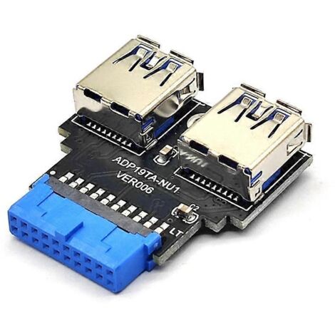 Adaptateur de carte mère USB 3.0 femelle 19/20 broches vers double connecteur femelle USB 3.0 A - Modèle supérieur (1/5)
