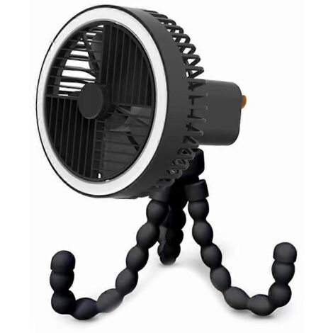 Ventilateur de camping rechargeable 1200 mAh avec lampe intégrée et fonction lampe torche. (1/5)
