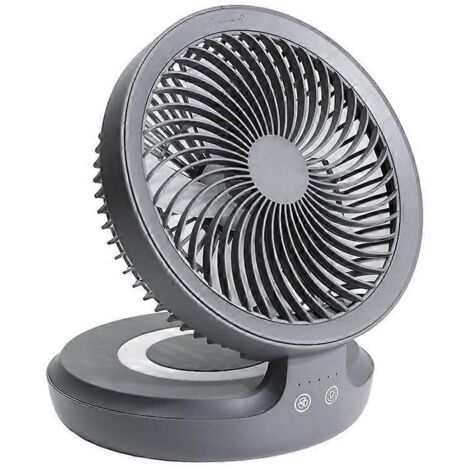 Ventilateur de bureau pliable à 4 vitesses, rechargeable par USB, avec lampe LED et oscillation à 120 degrés (1/5)