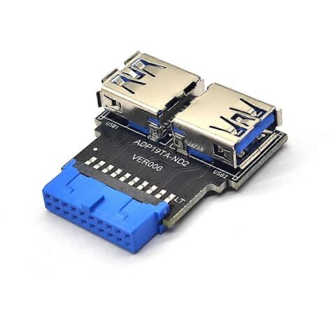 Adaptateur de carte mère USB 3.0 femelle 19/20 broches vers double connecteur femelle USB 3.0 A - Gauche et droite (1/5)