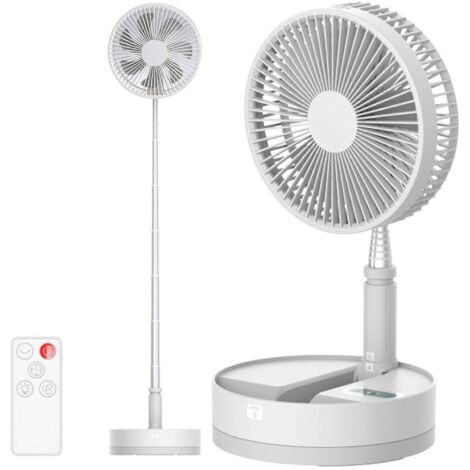 Ventilateur de bureau/sur pied portable avec télécommande, rétractable, 4 vitesses, batterie 10800 mAh, blanc (1/5)