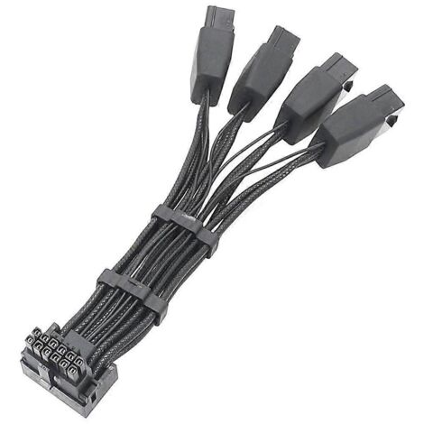 Câble PCI-E vers 16 broches (12+4) pour GPU RTX4090 et RTX4080 (18AWG, 3x8P et 4x8P) PCIE5.0 12VHPWR-B 4x8 broches.