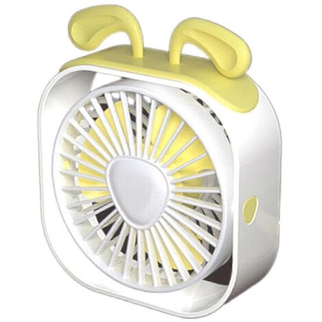 Ventilateur de bureau USB, mini ventilateur de bureau, 3 vitesses de rotation, ventilation puissante, forme oreilles de lapin, blanc (1/5)