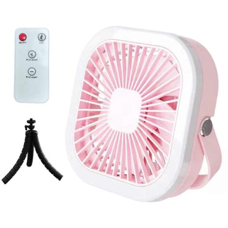 Ventilateur de plafond 2 en 1 4000 mAh avec télécommande, éclairage LED et trépied, idéal pour le camping. (1/5)