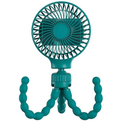 Ventilateur de bureau USB 4Levels Mini en forme de pieuvre avec trépied flexible, 9 V, 4 W, batterie 3000 mAh, vert (1/5)