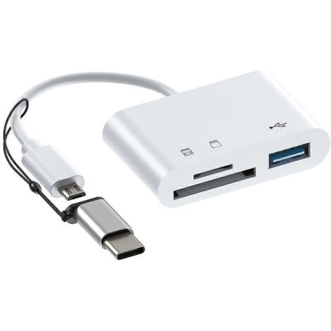 Lecteur de cartes TF/SD USB Type-C OTG 2.0, adaptateur hub micro USB pour téléphone et ordinateur (1/5)