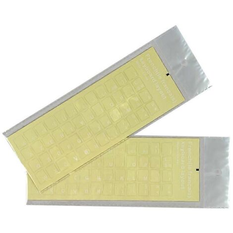 Lot de 2 autocollants pour clavier français, fond transparent, lettres blanches/noires, universels (1/5)