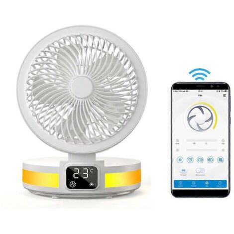 Ventilateur de 7 pouces avec affichage de la température, chargement USB et lumière LED pour aromathérapie (1/5)