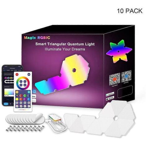Lot de 3/6/10 lampes murales LED hexagonales avec éclairage d'ambiance Wi-Fi pour jeux vidéo et contrôle par application Bluetooth. (1/5)