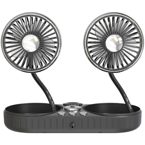Ventilateur humidificateur USB 2 en 1 pour voiture, double flux pour la tête, 3 vitesses, pour tableau de bord de camion et véhicule. (1/5)