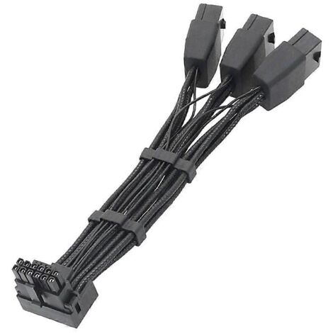 Câble PCI-E vers 16 broches (12+4) pour GPU RTX4090 et RTX4080 (18AWG, 3x8P et 4x8P) PCIE5.0 12VHPWR-B 3x8 broches.