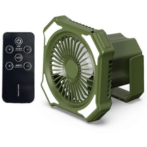 Mini ventilateur de bureau à batterie avec lumière LED pour un meilleur rafraîchissement de la pièce, du bureau ou des voyages - 10 000 mAh - Vert (1/5)